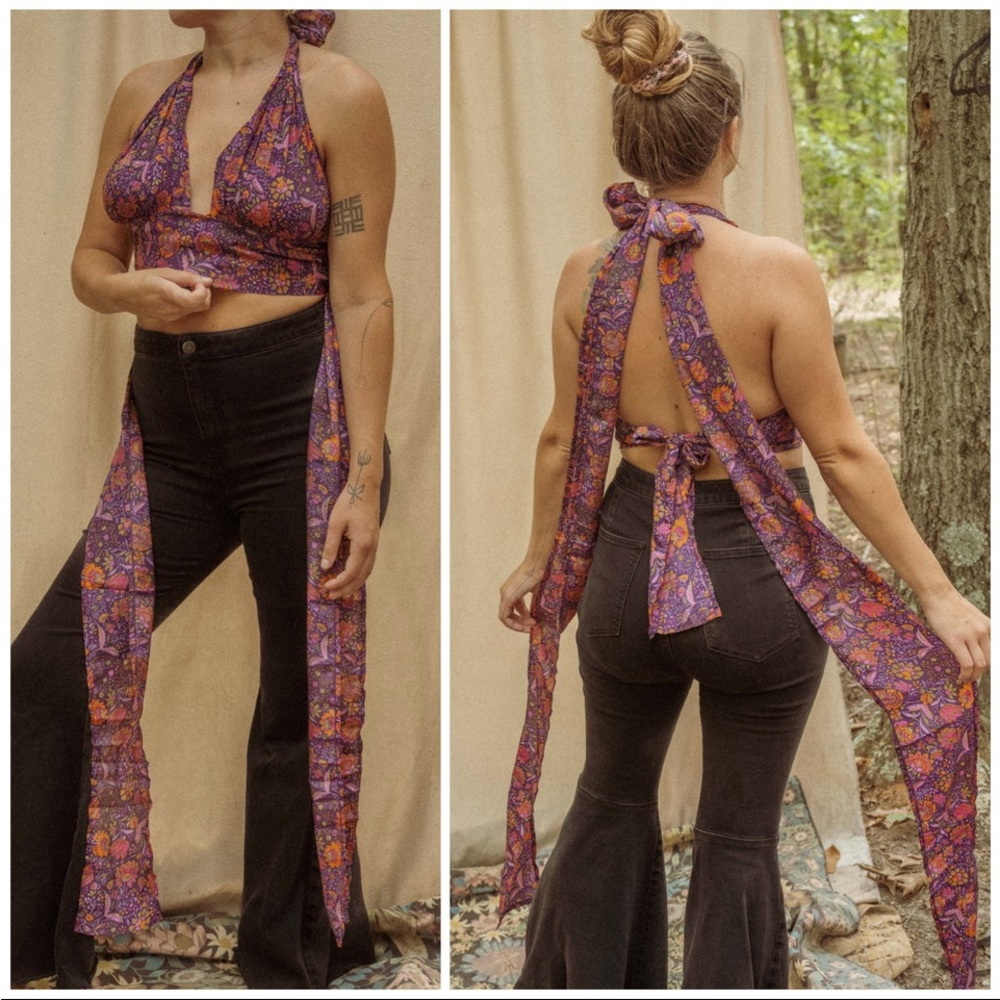 Floral silk Halter top